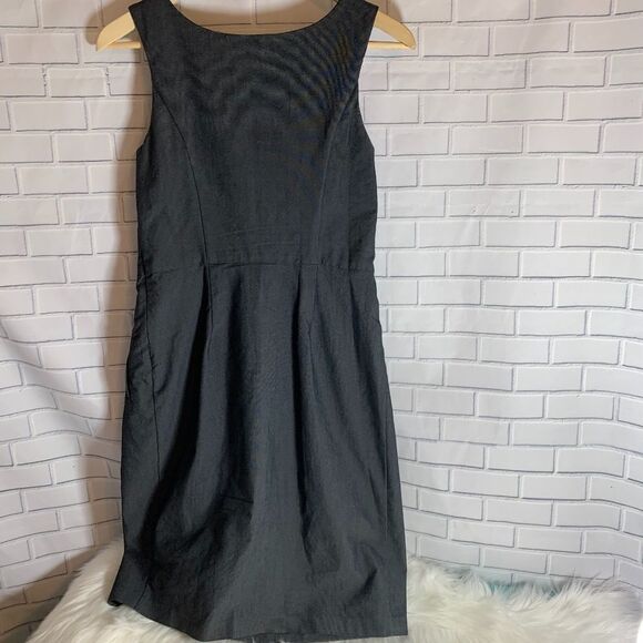 Eva Franco Gray Inverted Pleat Mini Dress Sz 2 - Picture 2 of 6